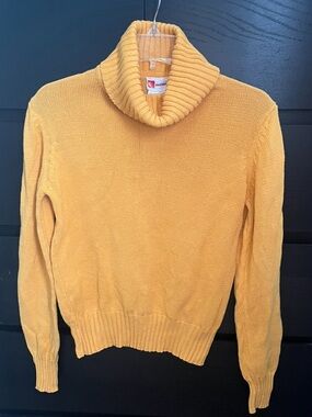 Vintage Paul Harris Yellow Turtleneck Sweater Retro Academia Boho Knit Medium